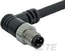 1838290-3, M8 RIGHT ANGLED MALE CONNECTOR WITH STRAIN RELIEF 3 POSITION, PVC CABLE