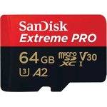 SDSQXCU-064G-GN6MA, Карта памяти MicroSDXC 64ГБ, Class 10 Extreme Pro A2 (200 ...