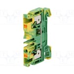 2051360000, Weidmuller A Series Green/Yellow DIN Rail Terminal Block, 4mm² ...