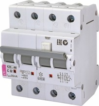 Диффер, автоматический выключатель (УЗО) KZS-4M 3p+N AC C32/0,03