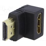 AK-AD-01, Адаптер, HDMI 1.4, HDMI гнездо 90°,вилка HDMI, Цвет: черный