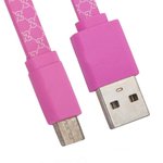 USB Дата-кабель MicroUSB плоский Gucci 1 метр (розовый)