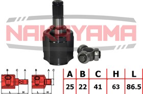 NJ7125NY, ШРУС внутр-й к-кт HYUNDAI ELANTRA HD 06- (25x22x149.5x41)