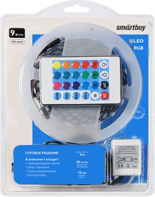 Фото 1/5 Комплект LED ленты SMD 5050/60 Smartbuy-IP20- 9W/RGB 5 м. (SBL-IP20-9-RGB-KIT)