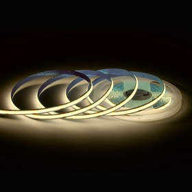 Фото 1/8 00-393 Светодиодная лента 24В, 10Вт/м, COB, 312д/м, IP20, 900лм/м, подложка 8мм, 5м, 3000К.