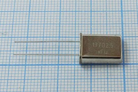 Фото 1/2 Кварцевый резонатор 13702,5 кГц, корпус HC49U, S, точность настройки 15 ppm, стабильность частоты 30/-40~70C ppm/C, марка РПК01МД-6ВС, 1 гар