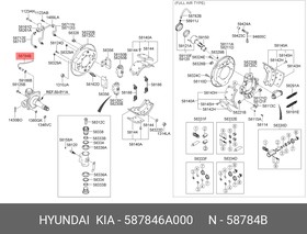 58784-6A000, Шланг тормозной HYUNDAI HD120 дв.D6DA19/22 передний OE