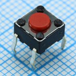 SKHHAQA010, Tactile button 6X6mm, vertical, red h=0.8mm 2.55N 0.05A 12V 200,000 ...