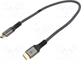 64999, Cable; HDMI 2.1; HDMI plug,both sides; PVC; textile; Len: 0.5m