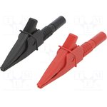 FCR79910RB, Зажим "крокодил", 20А, черный, красный, макс.39мм, 1кВ