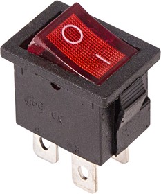 Фото 1/3 36-2190-1, Выключатель клавишный 250V 6А (4с) ON-OFF красный с подсветкой Mini (RWB-207, SC-768) Инд