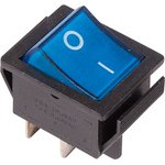 36-2331-1, Выключатель клавишный 250V 16А (4с) ON-OFF синий с подсветкой ...