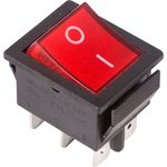 36-2350-1, Выключатель клавишный 250V 15А (6с) ON-ON красный с подсветкой ...