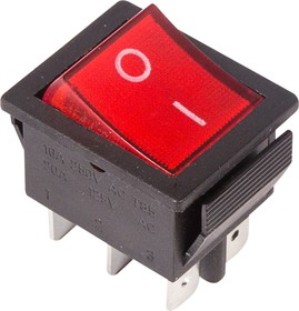 Фото 1/5 36-2350-1, Выключатель клавишный 250V 15А (6с) ON-ON красный с подсветкой (RWB-506, SC-767) Индивидуал
