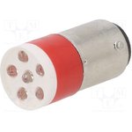18640350C, Индикат.лампа: LED; BA15D; красный; пластик; 24-28ВAC; 24-28ВDC