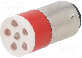 18640350C, Индикат.лампа: LED; BA15D; красный; пластик; 24-28ВAC; 24-28ВDC