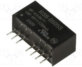 Фото 1/2 RS6-0505S, Isolated DC/DC Converters - Through Hole 6W 4.5-9Vin 5Vout 1.2A SIP8