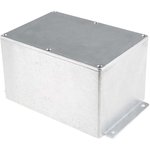Silver Die Cast Aluminium Enclosure, Flanged, Silver Lid, 201.7 x 121.2 x 105.4mm