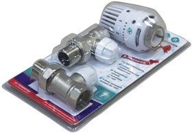 Комплект термостатический для радиаторов №1 1/2" прямой (термоклапан, клапан запорный, термоголовка) 024050101