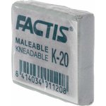 Ластик-клячка художественный FACTIS K 20 (Испания), 37х29х10 мм, супермягкий, серый, CCFK20
