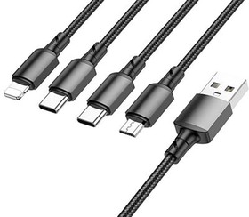 Фото 1/3 USB кабель BOROFONE BX72 4 в 1 USB - Type C, Type C, Lightning 8-pin, MicroUSB