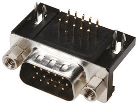 A-HDS 26 A-KG/T, A-HDS 26 Way Right Angle Through Hole D-sub Connector Plug, 2.29mm Pitch