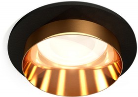 Фото 1/2 Ambrella Комплект встраиваемого светильника XC6513024 SBK/PYG черный песок/золото желтое полированное MR16 GU5.3 (C6513, N6134)