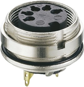 Panel socket, 8 pole, solder cup, screw locking, straight, 0305 08-1