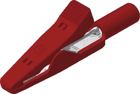 930319101, Alligator Clip 2 mm Connection, Stainless Steel Contact, 6A, Red