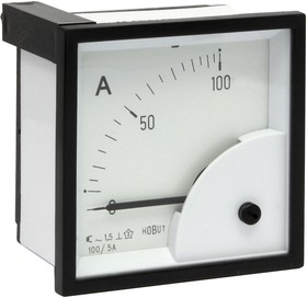 D72SD5A/0-100A, D72SD Analogue Panel Ammeter 0/100A For 100/5A CT AC, 72mm x 72mm Moving Iron