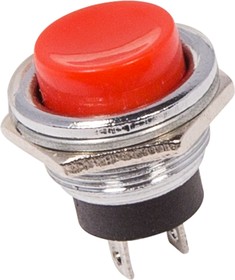 Фото 1/5 36-3351, Выключатель-кнопка металл 250V 2А (2с) OFF-(ON) ø16.2 красная (RWD-306)