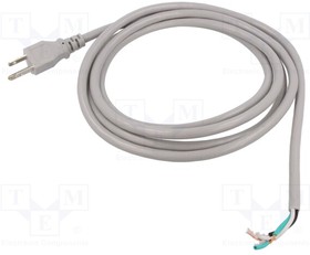 Фото 1/3 211018-06, Cable; 3x18AWG; NEMA 5-15 (B) plug,wires; PVC; 2.4m; grey; 10A