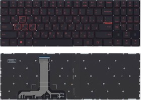 Клавиатура для ноутбука Lenovo Legion Y520 Y520-15IKB черная без рамки, красная подсветка