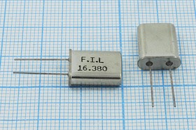 Кварцевый резонатор 16380 кГц, корпус HC49U, 1 гармоника, (FIL)