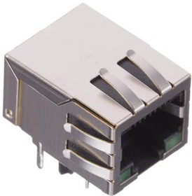 J0011D21ENL, Modular Connectors / Ethernet Connectors 1X1 TAB DOWN W/LEDS