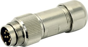 C091 31H006 101 4 U, C 091 D+ 6 Pole M16 Din Plug, DIN EN 61076-2-106, 7A, 100 V IP68, Screw Coupling, Male, Cable Mount