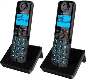 Фото 1/4 Р/Телефон Dect Alcatel S250 Duo ru black черный (труб. в компл.:2шт) АОН