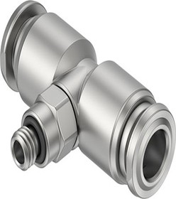 NPQR-T-M5-Q6, NPQR Series T Fitting, M5 to 6 mm, Threaded-to-Tube Connection Style, NPQR-T-M5
