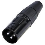 RC3M-BAG, XLR Connectors 3P MALE XLR CBL CONN BLACK/SILVER - BAG