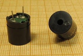 Зуммер магнитоэлектрический без генератора, 12x13, напряжение 1.5В, сопротивление 16 Ом, частота 2.048 кГц, 2P6.5, GS12D