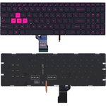 Клавиатура для ноутбука Asus ROG GL502VM черная без рамки с фиолетовой подсветкой