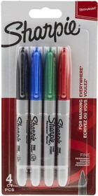 Фото 1/3 1985858, Marker Pen, Black/Blue/Green/Red, Permanent, Fine, 4pcs