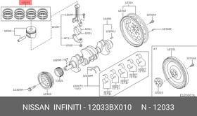 Фото 1/2 12033BX010, Кольца поршневые NISSAN: MICRA (K12E) (2002 )