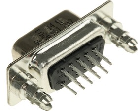 Фото 1/4 09561617712, Harting 15 Way Through Hole D-sub Connector Plug, 2.29mm Pitch, with 4-40 UNC Threaded Inserts, Boardlocks