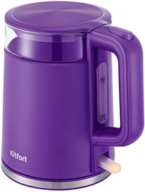 Фото 1/4 Чайник электрический Kitfort KT-6124-1 1.2л. 2200Вт фиолетовый корпус: стекло/металл/пластик (КТ-6124-1)