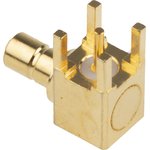 Plug PCB Mount SMB Connector, 50Ω, Solder Termination, Right Angle Body