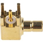 Plug PCB Mount SMB Connector, 50Ω, Solder Termination, Right Angle Body