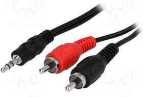 BQC-JPS2RP-0020, Кабель, Jack 3,5мм вилка,вилка RCA x2, 0,2м, черный