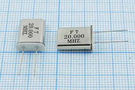 Резонатор кварцевый 20МГц, нагрузка 16пФ, с изолирующей прокладкой; 20000 \HC49U\16\ 20\ 50/-20~70C\U[FT]\1Г +IS (FT)