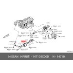 147105X00D, Клапан EGR Nissan: Cabstar 06-, Navara 05-, Pathfinder 05-14